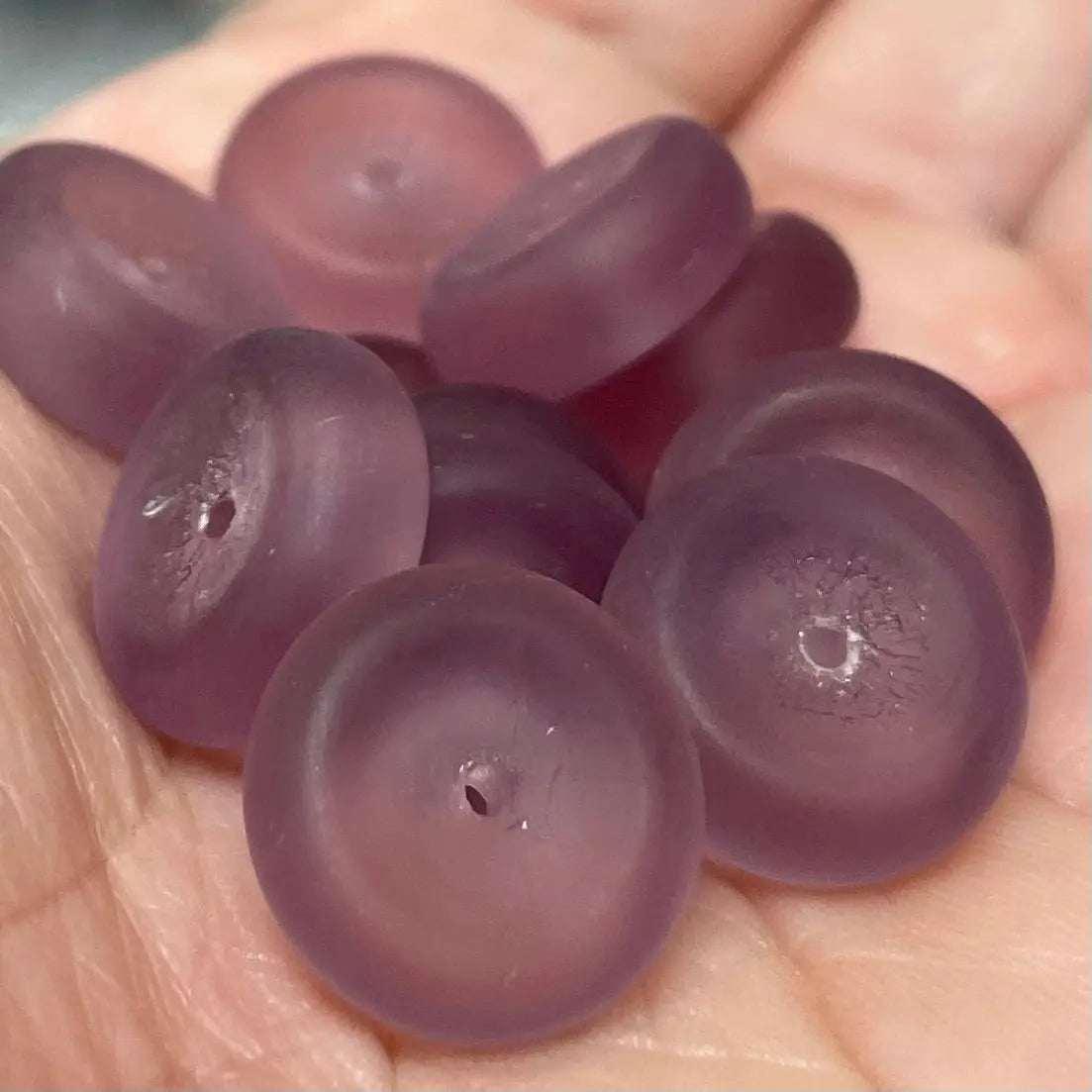 12 Vintage Purple Semi Matte Czech Glass Beads - Sea Beads