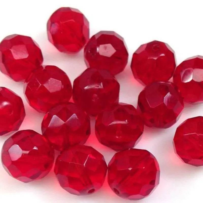 20 Siam Red Czech Faceted Glass Beads - Sea Beads