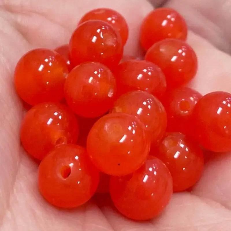 20 Vintage Opalescent Japan Dark Orange Glass Beads - Sea Beads