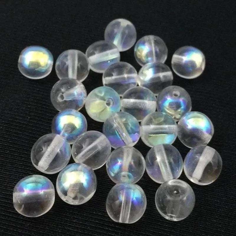 25 AB Clear Round Czech Glass Beads - Sea Beads