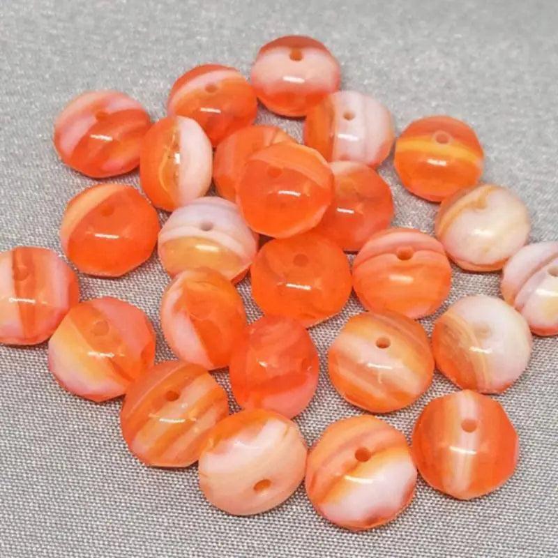 25 Orange White Czech Rondelle Glass Beads - Sea Beads