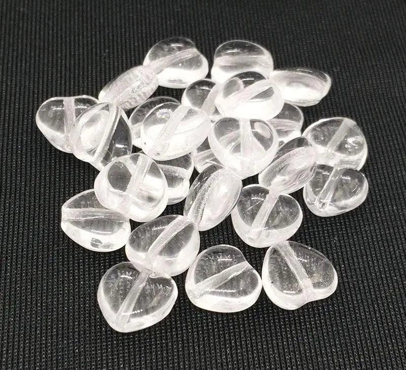 25 Clear Czech Heart Glass Beads 8mm - Sea Beads