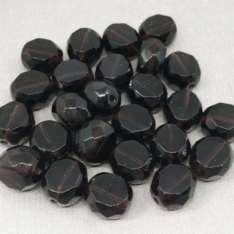 25 Dark Chocolate Brown Czech Coin Glass Beads - Sea Beads