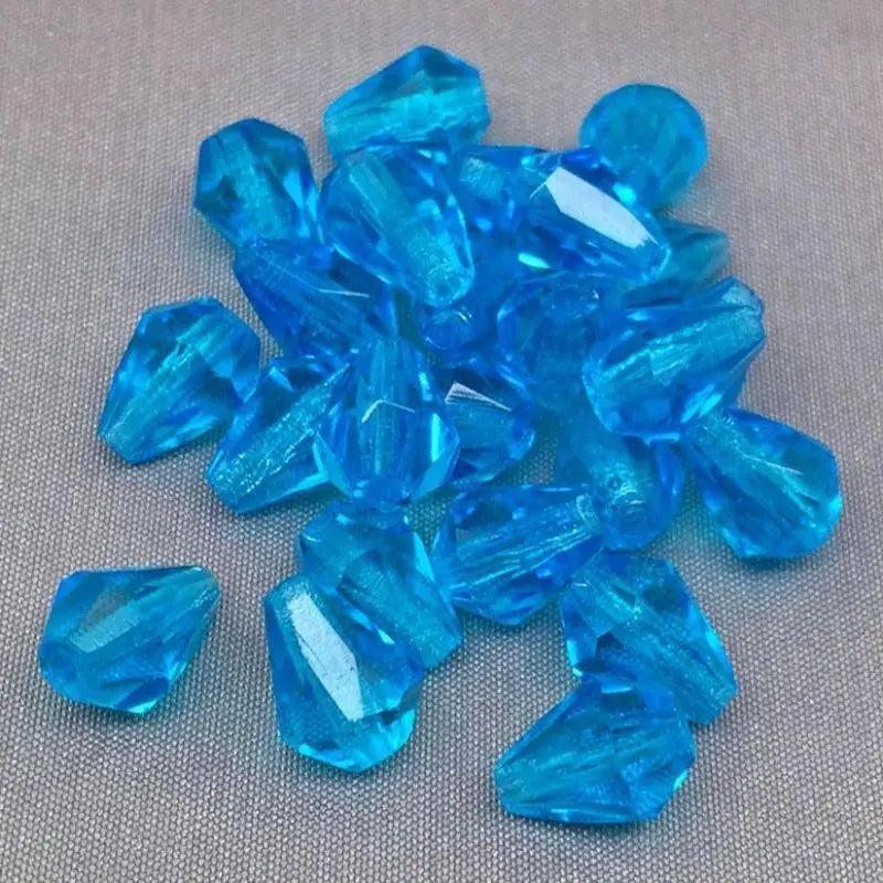 25 Vintage Blue Aqua Czech Faceted Teardrop Glass Beads - Sea Beads