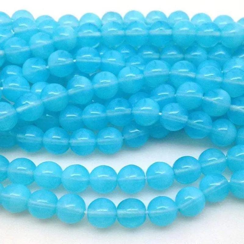 25 Vintage Blue Turquoise Opalescent Czech Glass Beads - Sea Beads