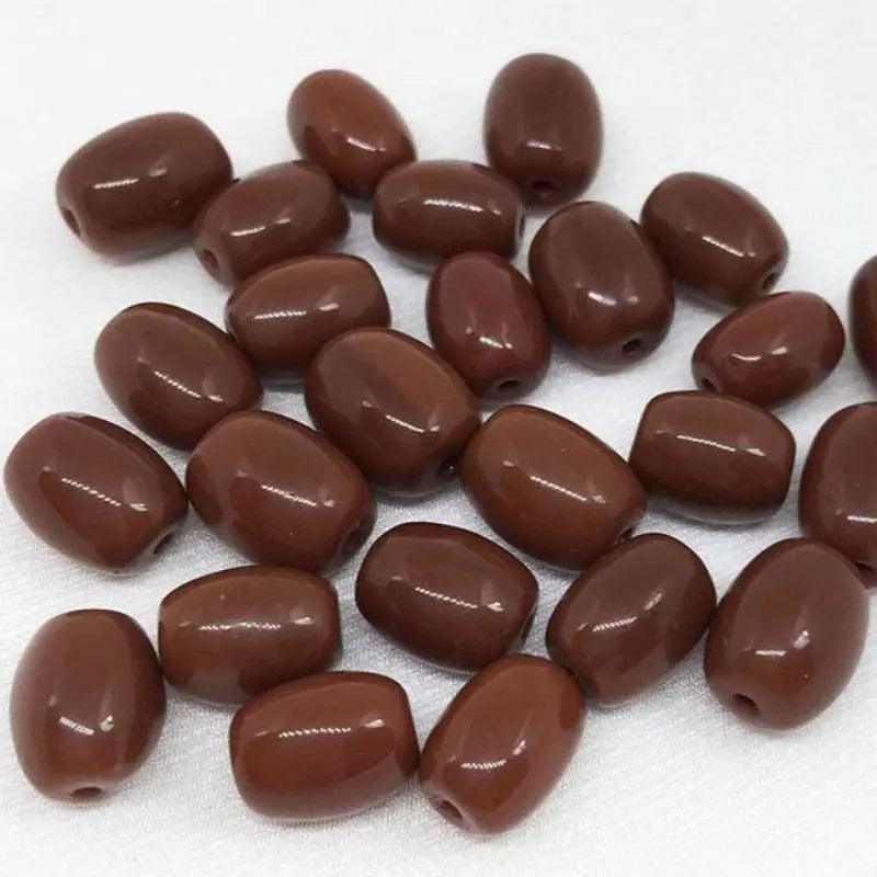 25 Vintage Brown Czech Rustic Oval Glass Beads - Sea Beads
