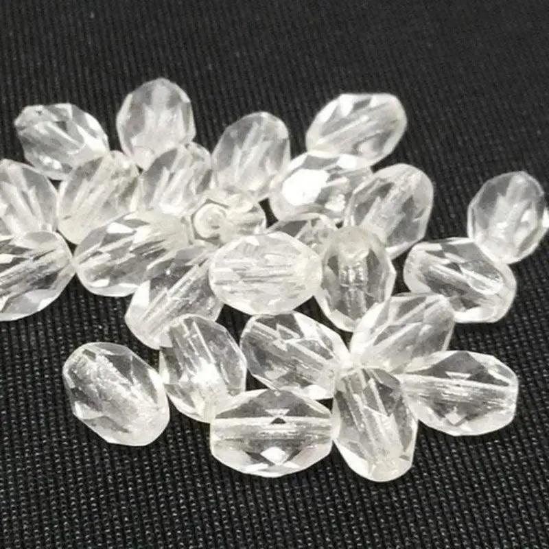 25 Vintage Clear Faceted Czech Oval Glass Beads - Sea Beads