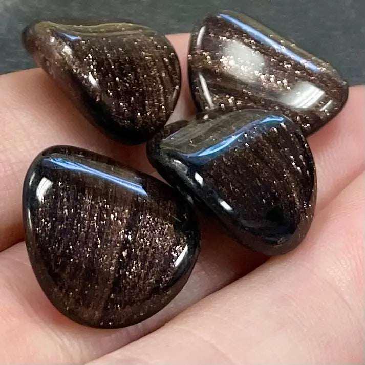 4 Vintage Black Aventurine Wavy Coin Glass Beads - Sea Beads