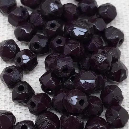 50 Vintage Brown Dark English Cut Glass Beads - Sea Beads