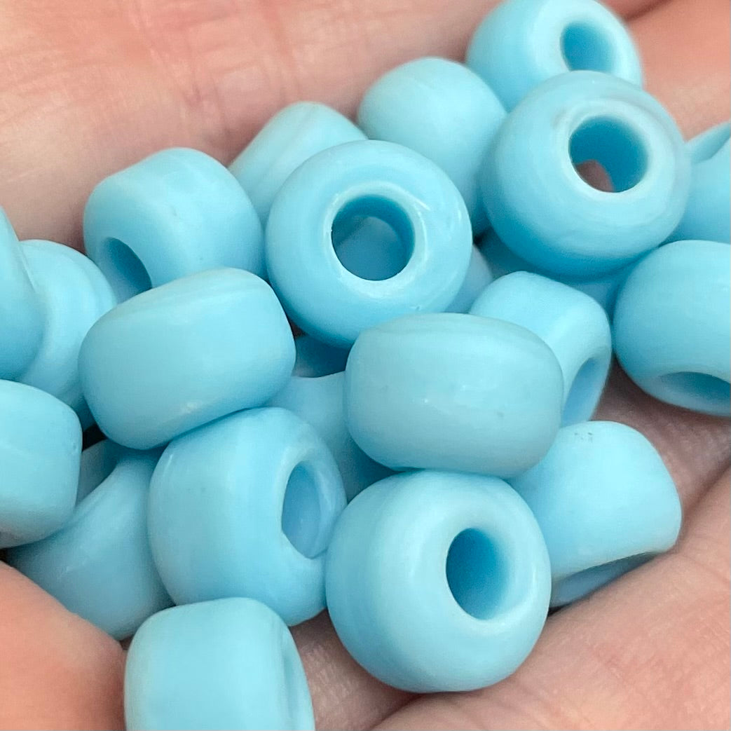 25 Vintage Matte Turquoise Czech Pony Crow Glass Beads
