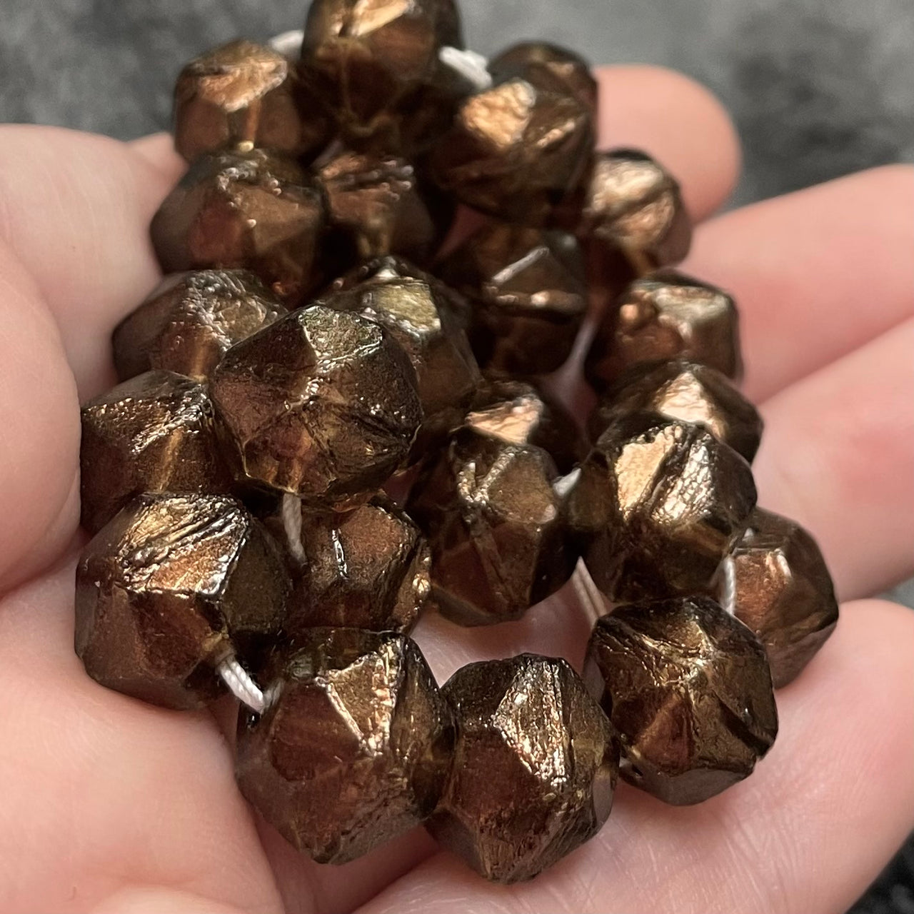 25 Bronze Metallic Czech English Cut Glass Beads