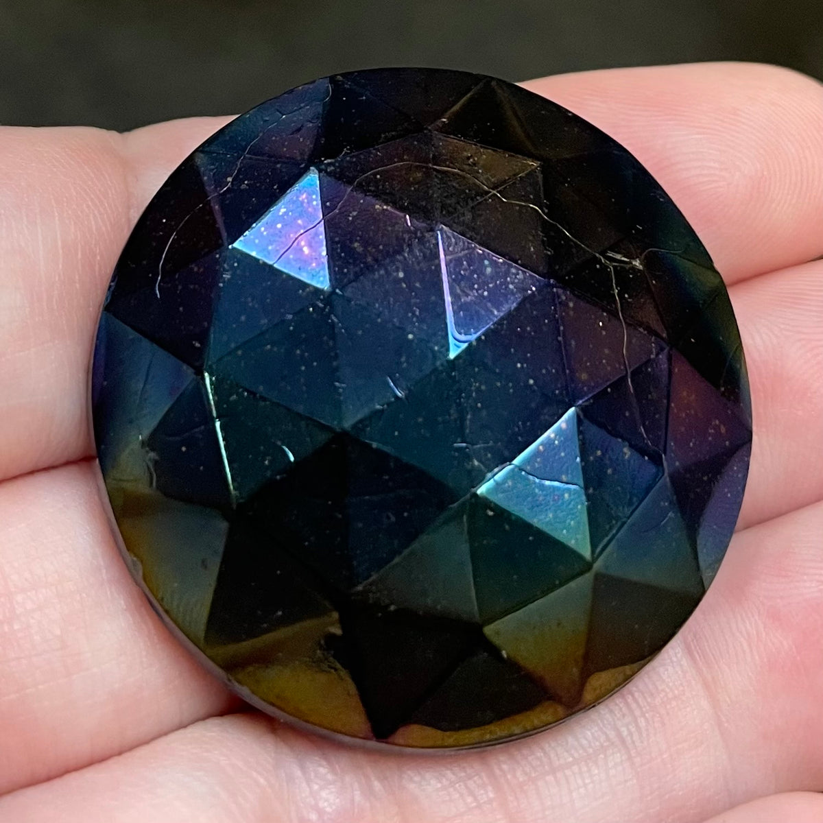 1 Victorian Black Iris Two Hole Glass Stone