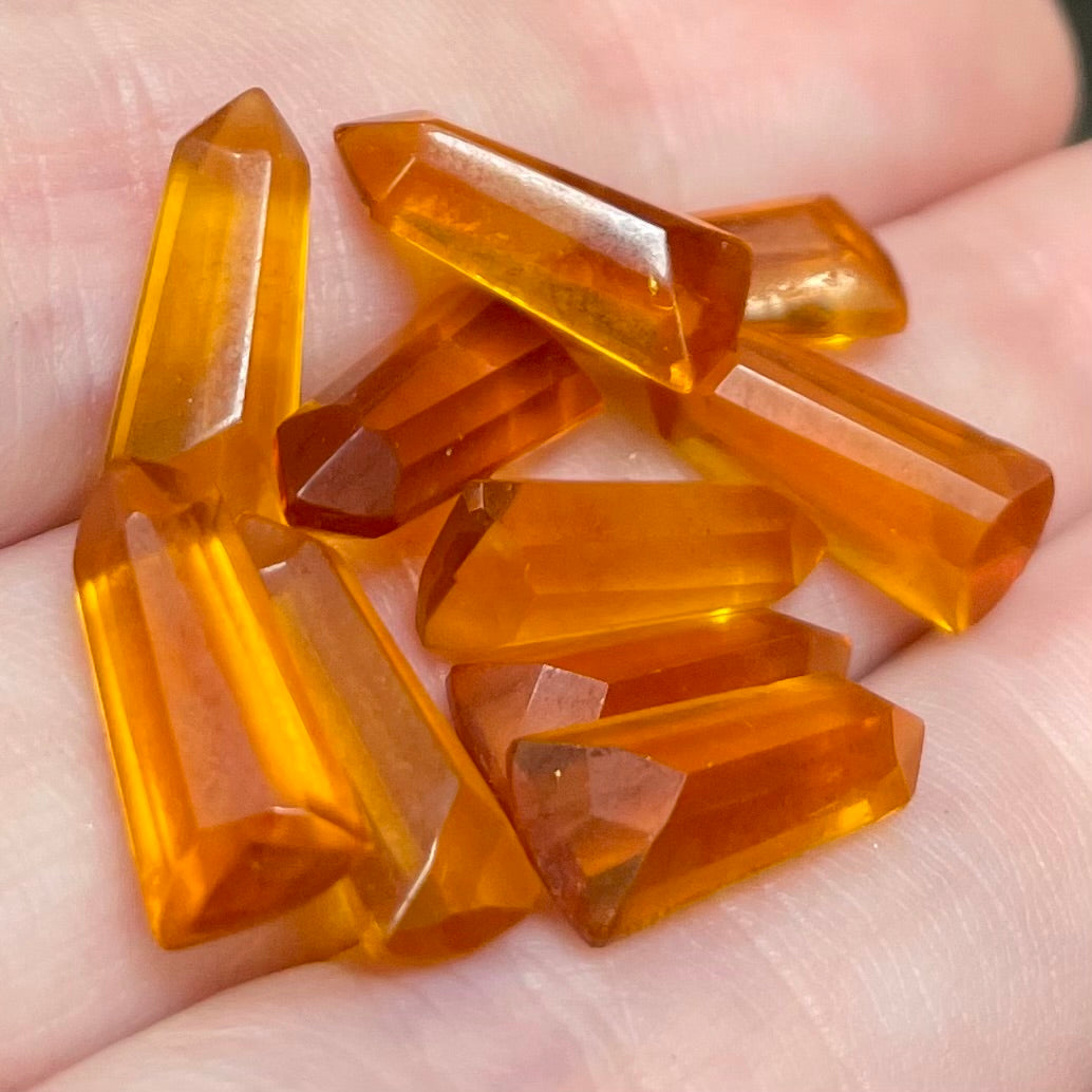 10 Vintage Topaz Pointed Glass Stones