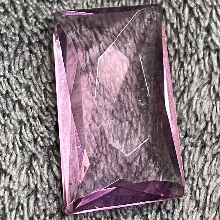 1 Vintage Purple Rectangle Faceted Glass Stone