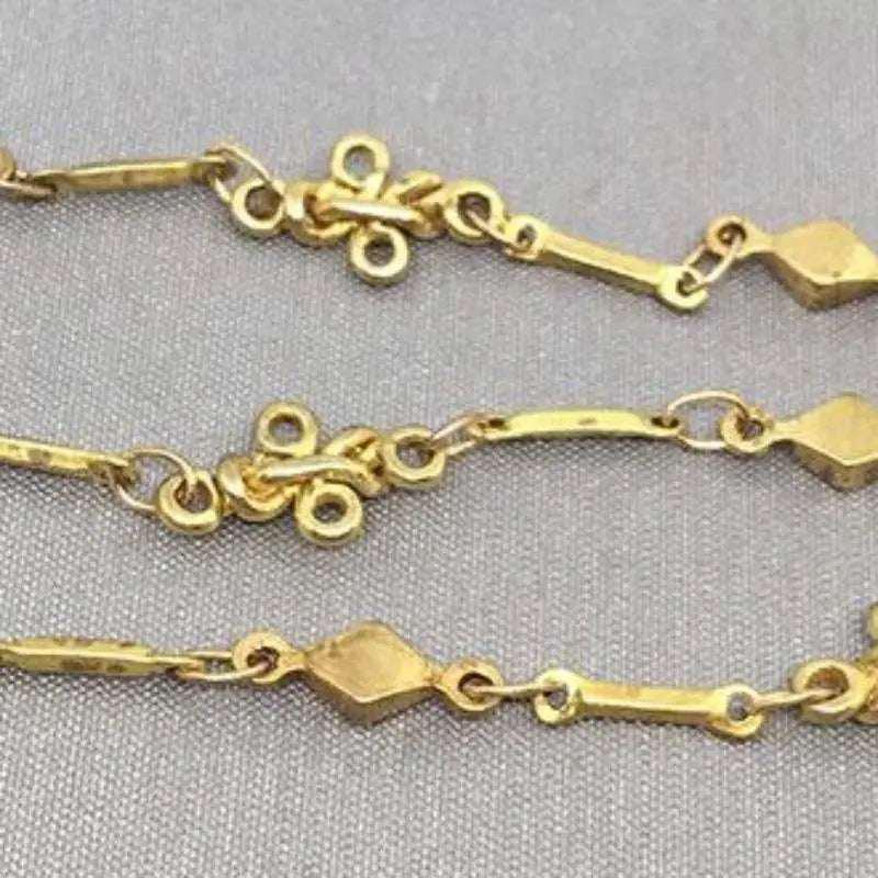 1 Foot Vintage Brass Scroll Diamond Linked Chain - Sea Beads
