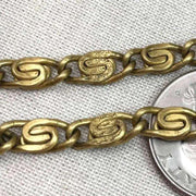 1 Foot Vintage Heavy Scroll Brass Chain - Sea Beads