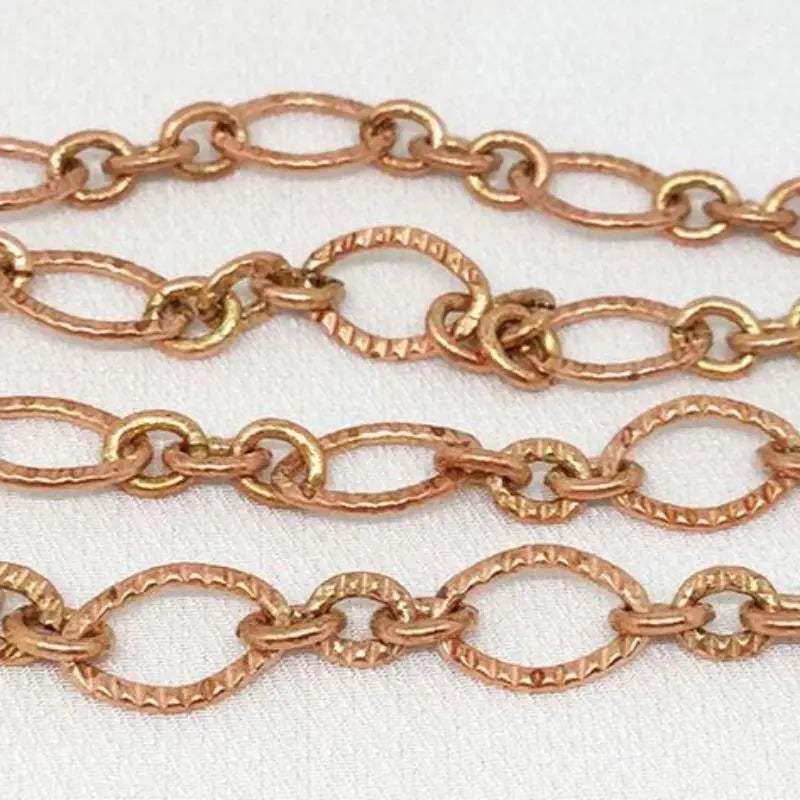 1 Foot Vintage Red Brass Oval Metal Chain - Sea Beads