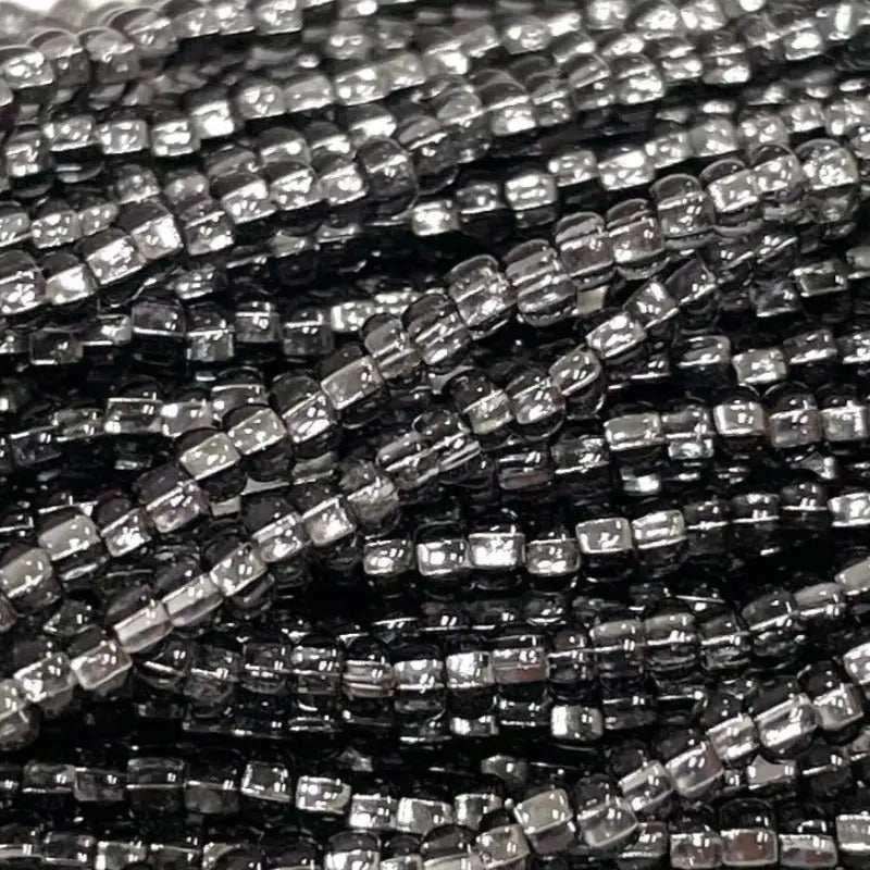 1 Hank Black Diamond Silver Lined Czech Glass Seed Beads - Sea Beads