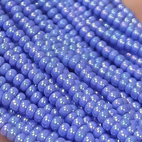 1 Hank Blue Delft Light AB Czech Glass Seed Beads - Sea Beads
