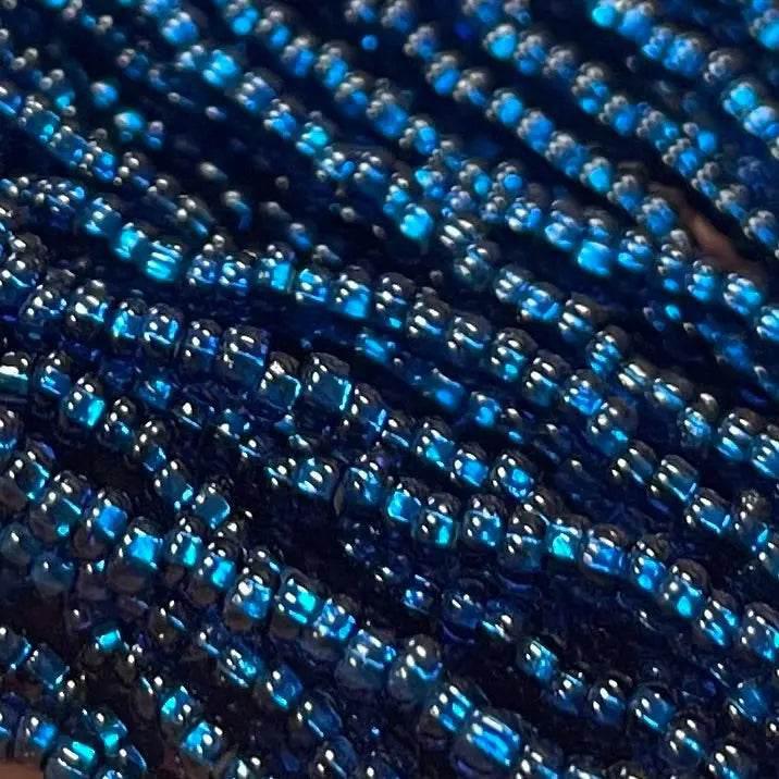 1 Hank Blue Montana Czech Silver Lined Glass Seed Beads - Sea Beads