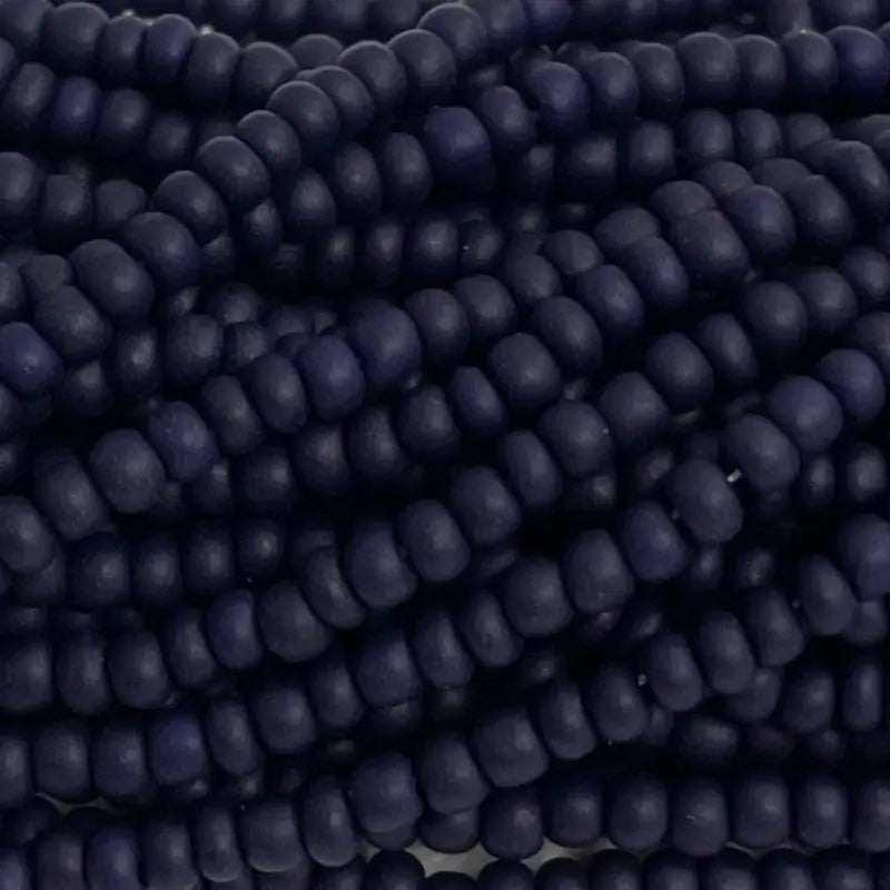 1 Hank Blue Navy Dark Matte Czech Glass Seed Beads - Sea Beads