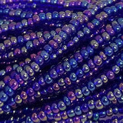 1 Hank Blue Sapphire Dark AB Transparent Czech Glass Seed Beads - Sea Beads