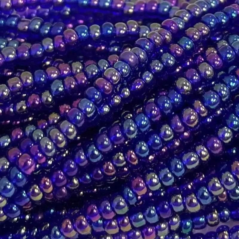 1 Hank Blue Sapphire Dark AB Transparent Czech Glass Seed Beads - Sea Beads