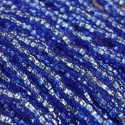 1 Hank Blue Sapphire Medium Czech Silver Lined Glass Seed Beads - Sea Beads