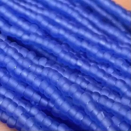 1 Hank Blue Sapphire Medium Light Matte Czech Glass Seed Beads - Sea Beads