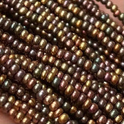 1 Hank Bronze Dark AB Czech Glass Seed Beads - Sea Beads