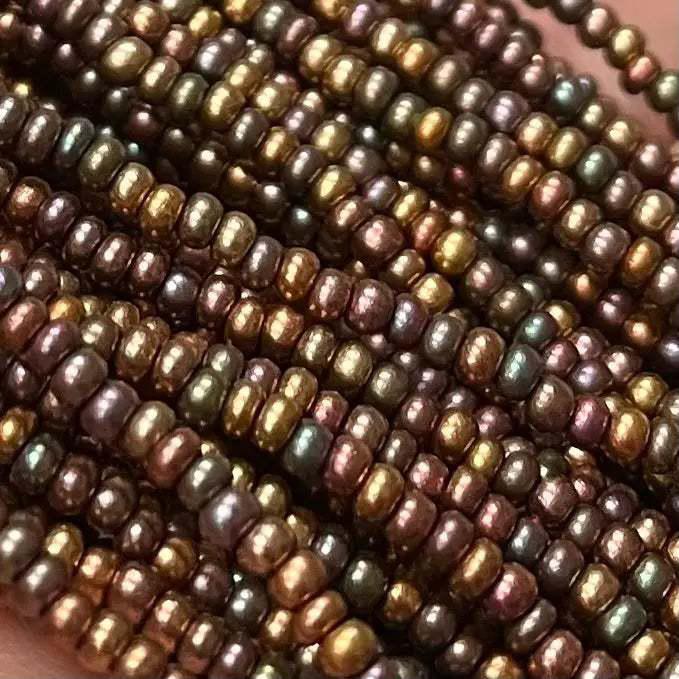 1 Hank Bronze Dark AB Czech Glass Seed Beads - Sea Beads