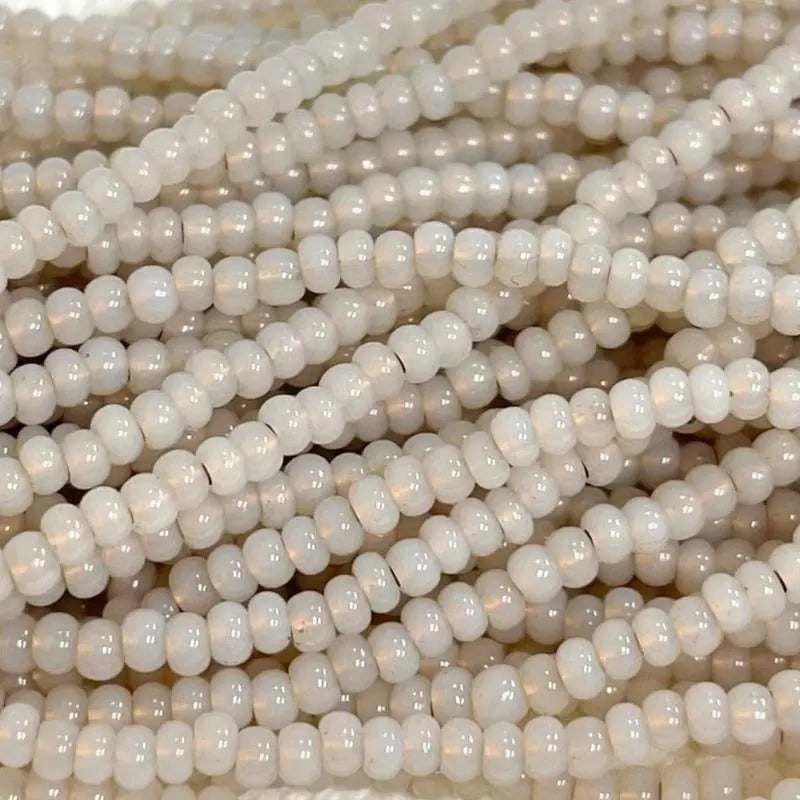 1 Hank Bronze Lined White Opal Czech Glass Seed Beads - Sea Beads