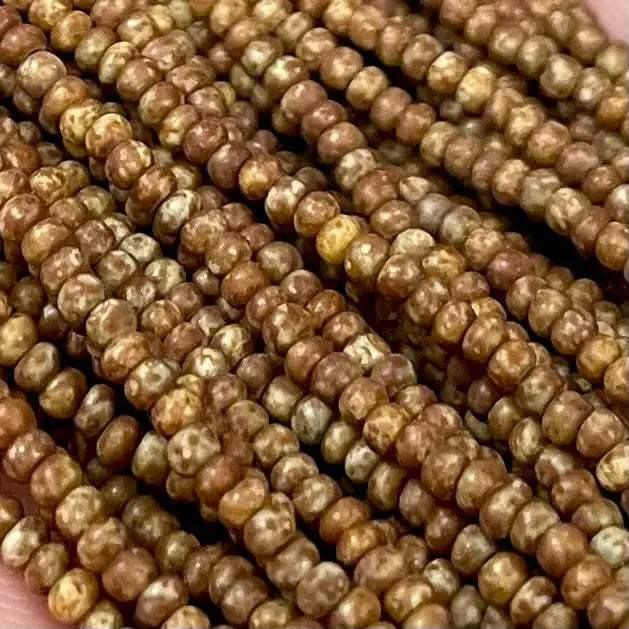 1 Hank Brown Golden Matte Picasso Czech Glass Seed Beads - Sea Beads