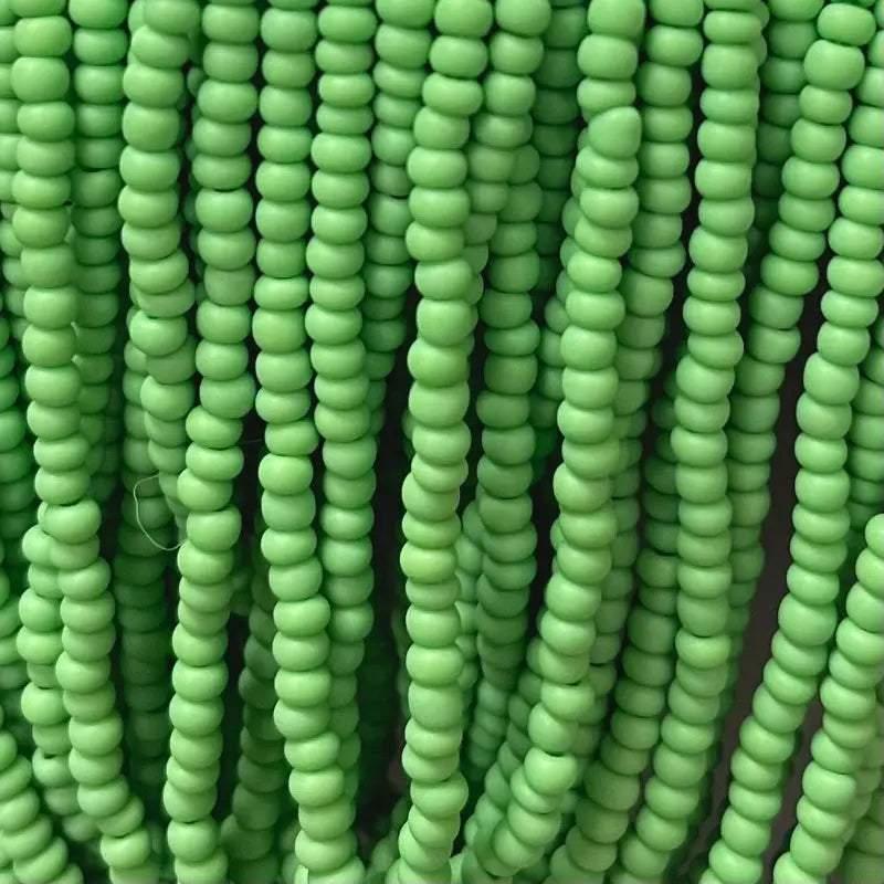 1 Hank Green Apple Dark Czech Matte Glass Seed Beads - Sea Beads