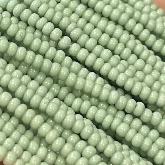 1 Hank Green Celadon Light Czech Glass Seed Beads - Sea Beads
