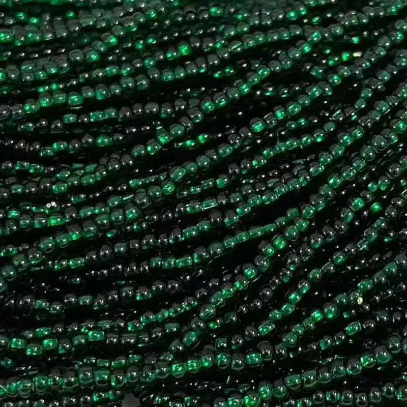 1 Hank Green Dark Czech Silver Lined Glass Seed Beads - Sea Beads