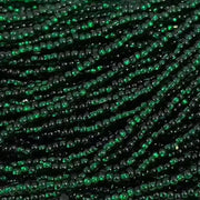 1 Hank Green Dark Czech Silver Lined Glass Seed Beads - Sea Beads