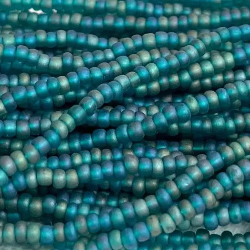 1 Hank Green Emerald AB Matte Czech Glass Seed Beads - Sea Beads