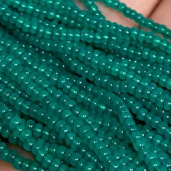 1 Hank Green Emerald Opal Czech Glass Seed Beads - Sea Beads