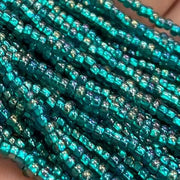 1 Hank Green Emerald Silver Lined AB Czech Glass Seed Beads - Sea Beads