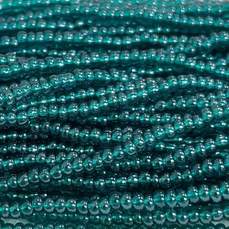 1 Hank Green Emerald Transparent Luster Czech Glass Seed Beads - Sea Beads