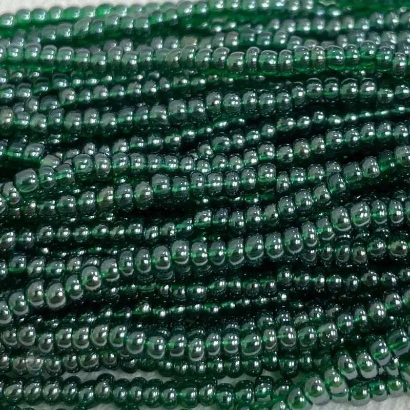 1 Hank Green Luster Czech Glass Seed Beads - Sea Beads