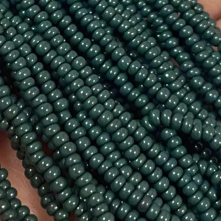1 Hank Green Jade Dark Czech Glass Seed Beads - Sea Beads