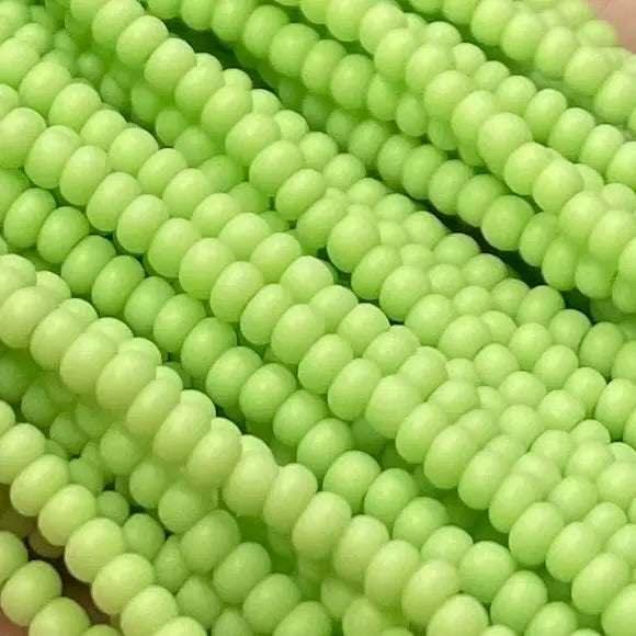 1 Hank Green Lime Czech Matte Glass Seed Beads - Sea Beads