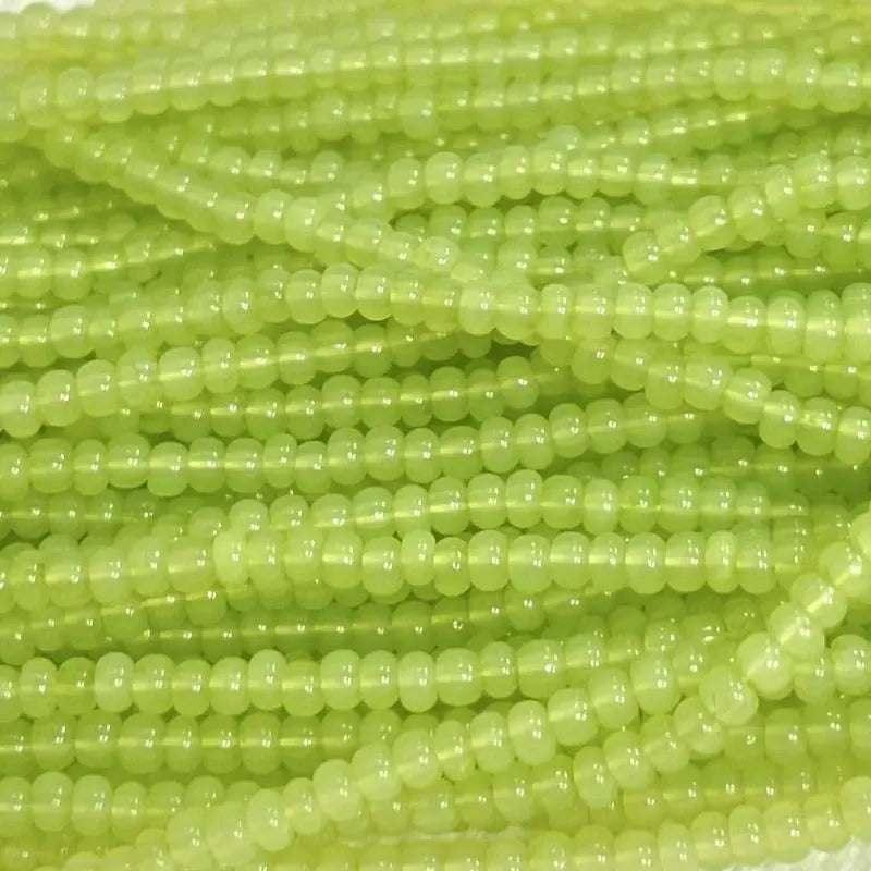 1 Hank Green Lime Czech Opal Glass Seed Beads - Sea Beads