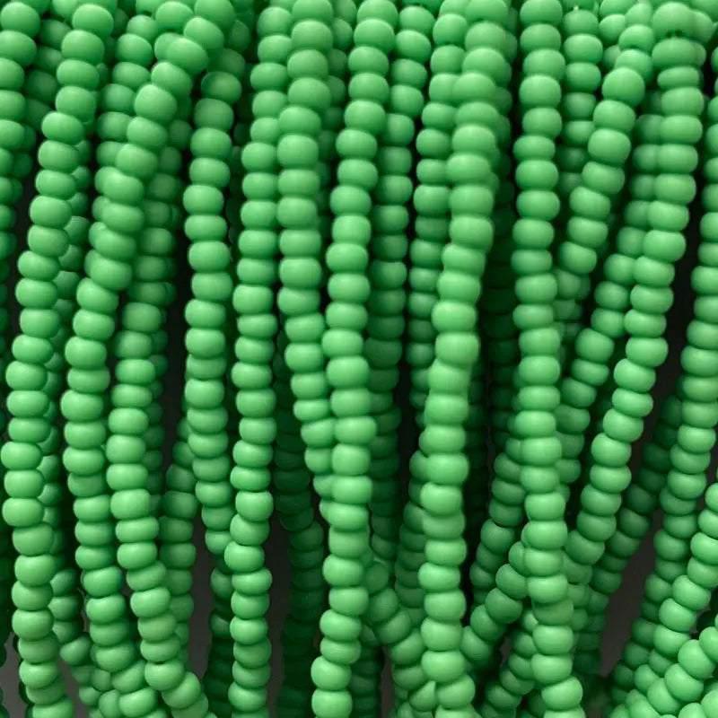 1 Hank Green Matte Czech Glass Seed Beads - Sea Beads