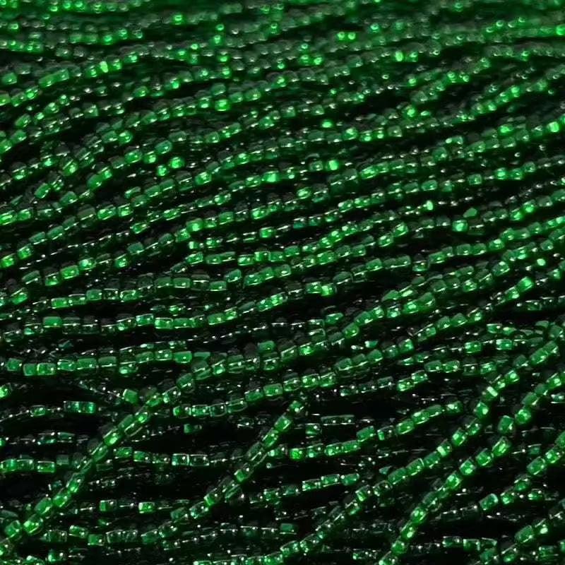 1 Hank Green Medium Czech Silver Lined Glass Seed Beads - Sea Beads