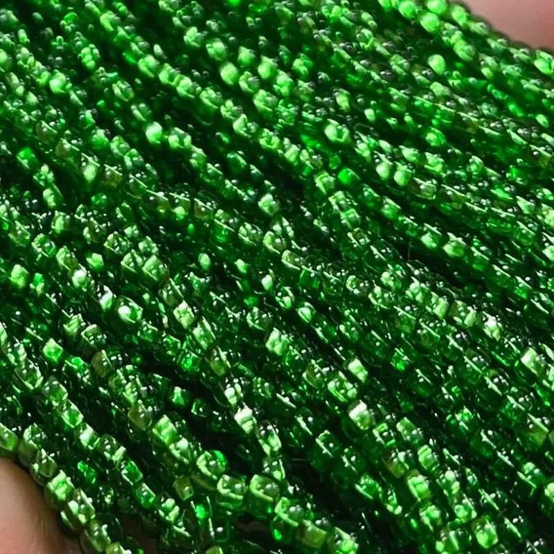 1 Hank Green Medium Light Czech Silver Lined Glass Seed Beads - Sea Beads