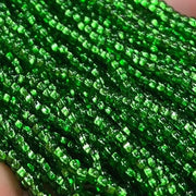 1 Hank Green Medium Light Czech Silver Lined Glass Seed Beads - Sea Beads