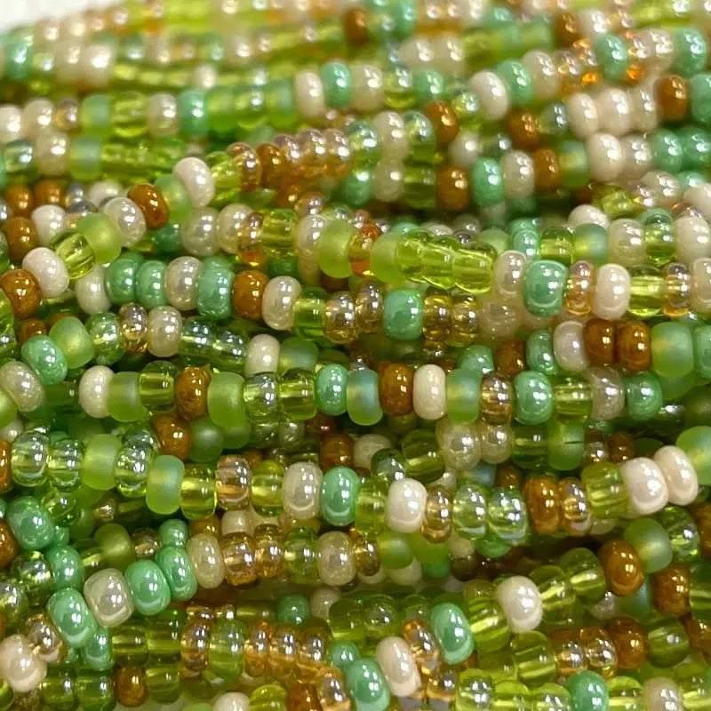 1 Hank Green Mixed Earth Glimmers Czech Glass Seed Beads - Sea Beads
